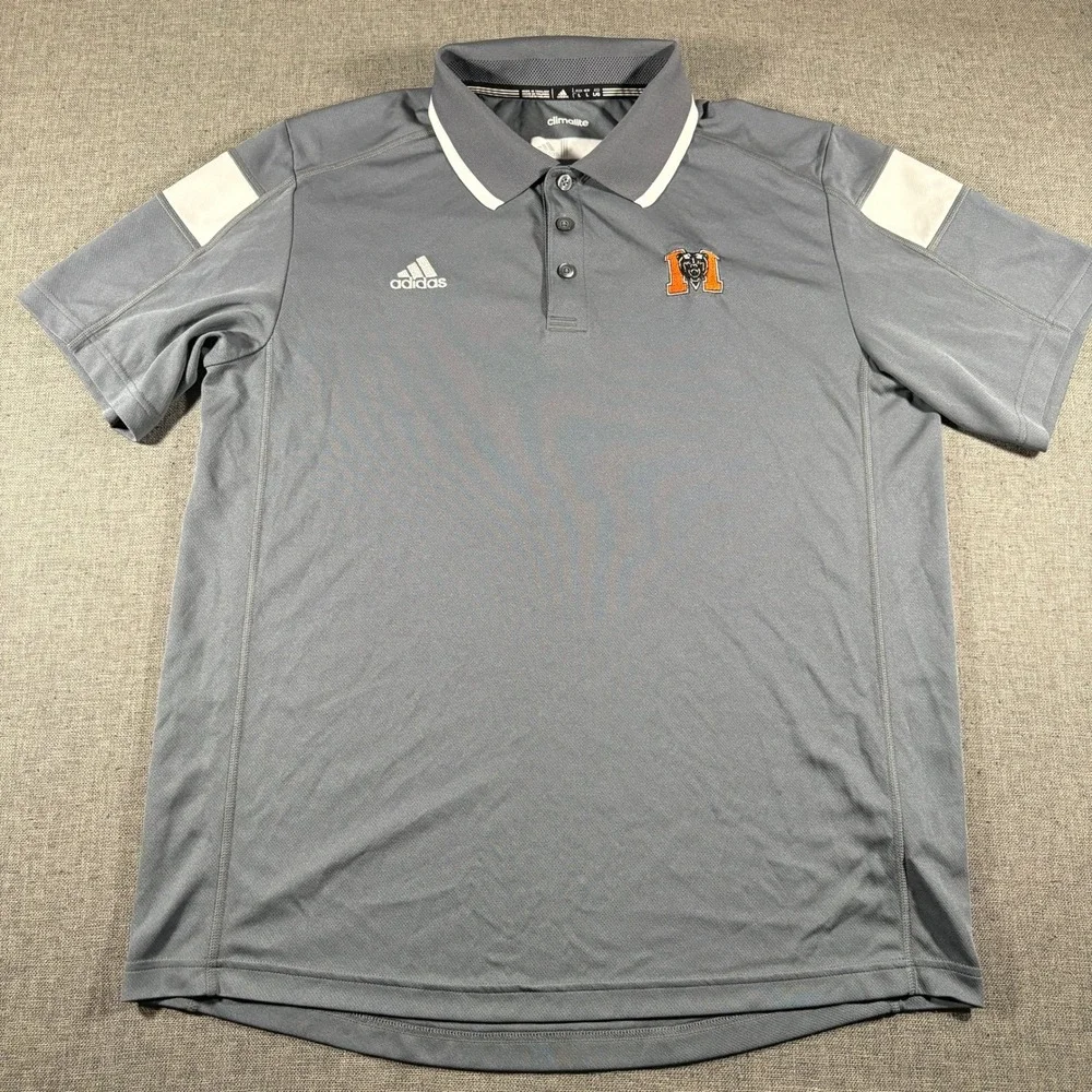 Adidas Golf Polo Shirt Mens L Gray Climalite Short Sleeve Stretch Performance